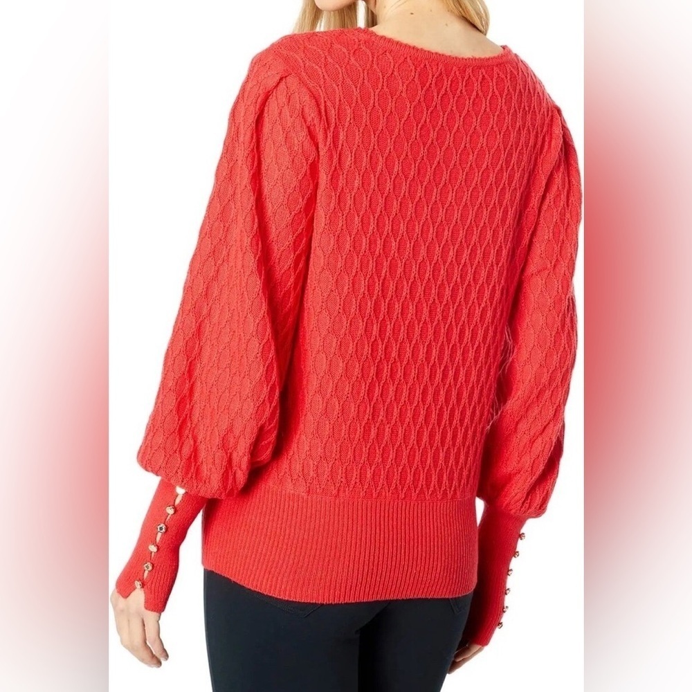 Lilly Pulitzer - Jacquetta Gold Button Sleeves Scalloped Neck Sweater Size Small